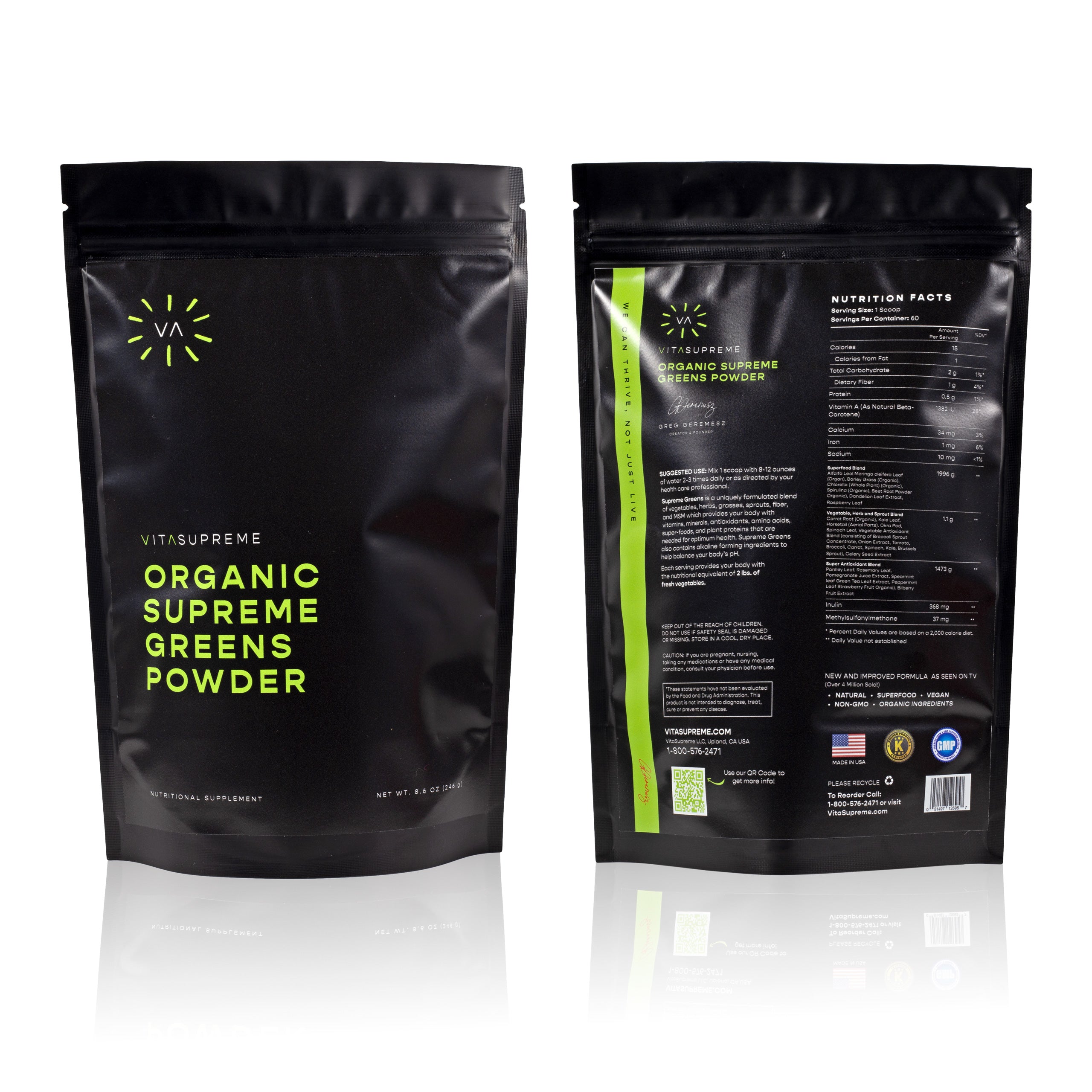 Organic Supreme Greens with MSM Powder™ — 2-Pack