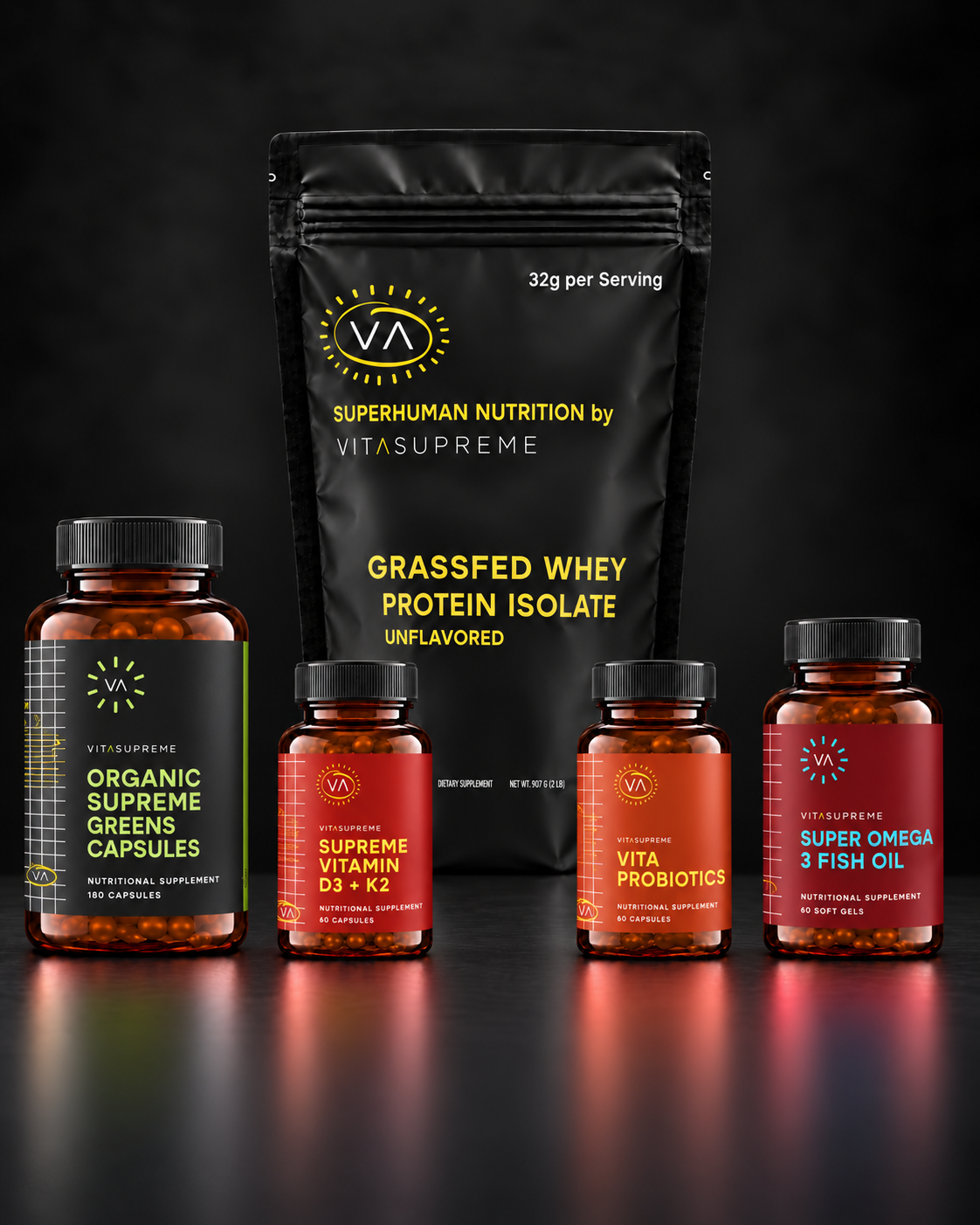 Strong After 50 Bundle — Supreme Greens, Grass-Fed Whey Protein, Vitamin D3+K2, Probiotics, and Omega-3 Fish Oil
