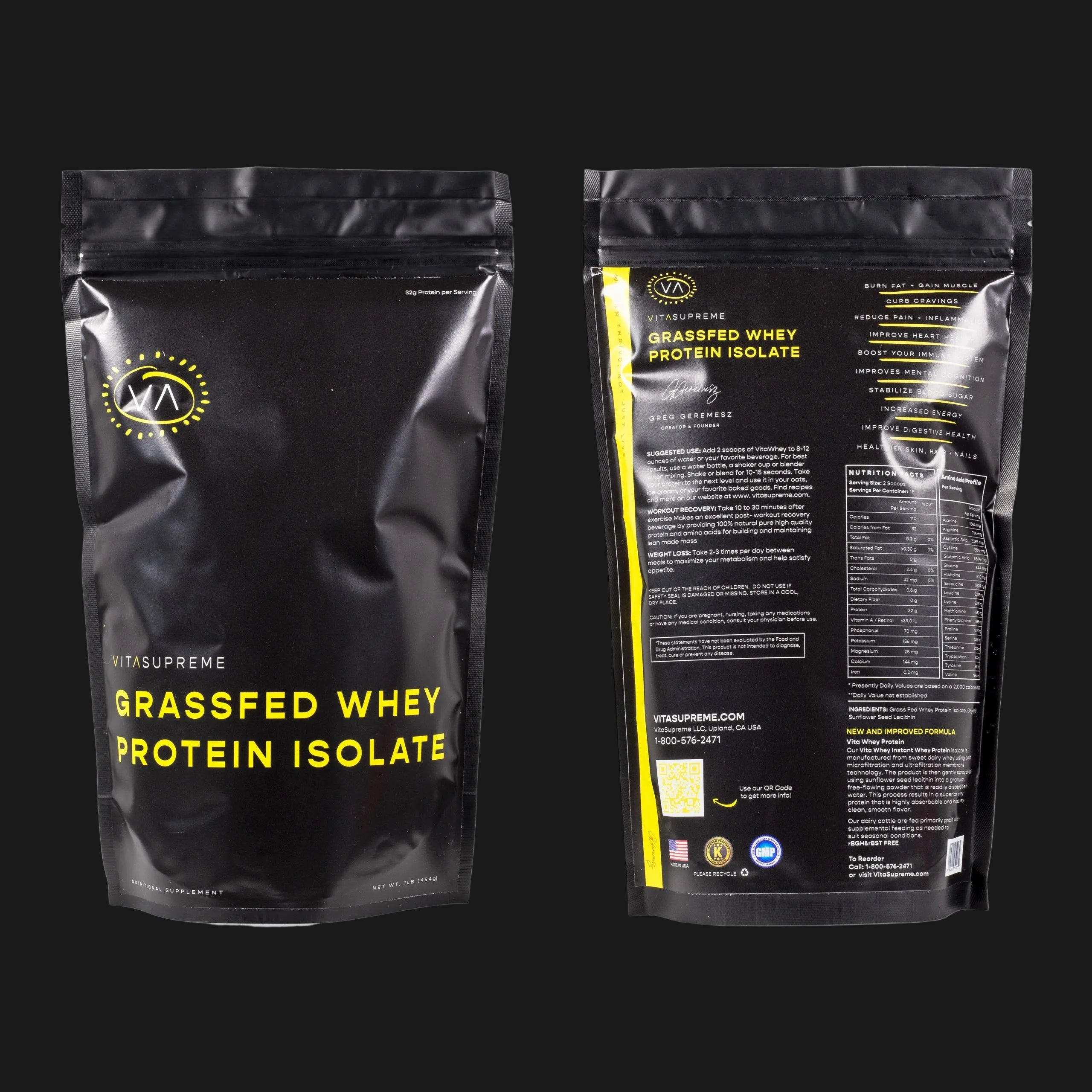 Organic Grass-Fed Whey Protein Isolate (Unflavored) — 2-Pack