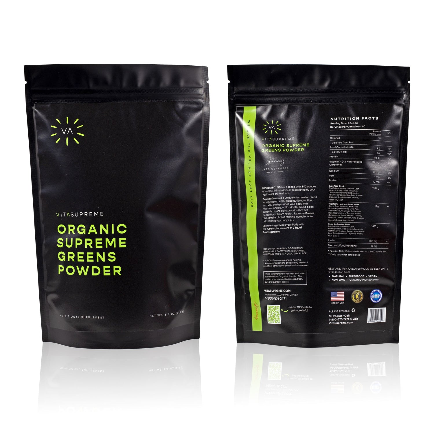 Organic Supreme Greens with MSM Powder™ — 6-Pack