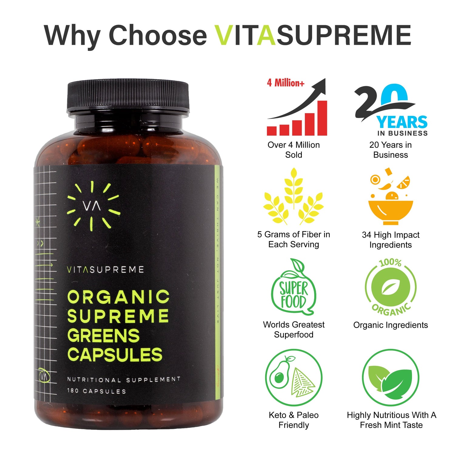 Organic Supreme Greens with MSM Capsules™ — 6-Pack