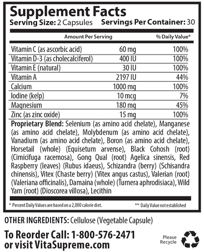 Vita Menopause Supplement Facts