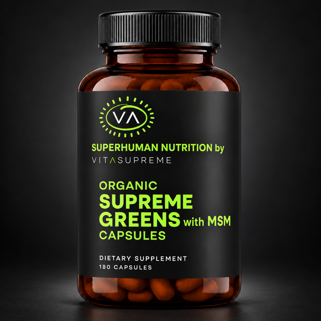 Organic Supreme Greens with MSM Capsules bottle