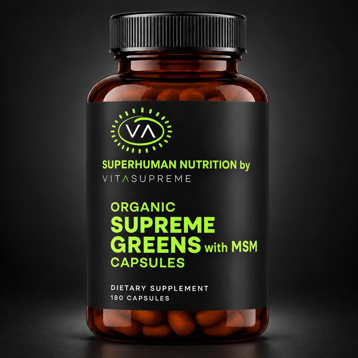 Organic Supreme Greens with MSM Capsules bottle