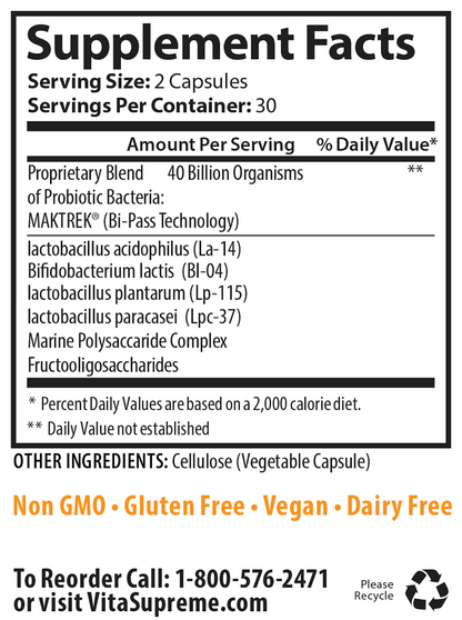 Vita Probiotic Supplement Facts