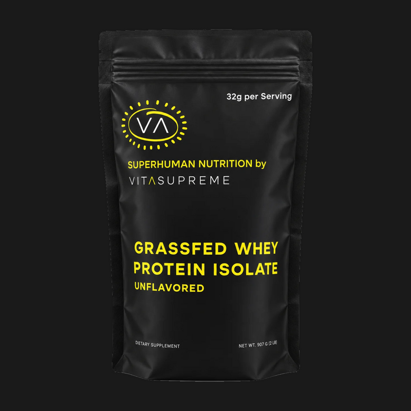 Superhuman Nutrition Organic Grass-Fed Whey Protein Isolate pouch, unflavored